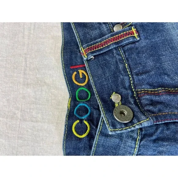 Vintage Coogi Jeans Mens 38X35 Blue Denim Baggy Embroidered Streetwear Y2K Flaps